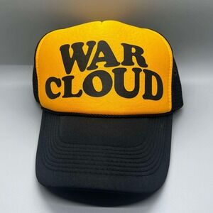War Cloud Black & Yellow Trucker Mesh Snapback Hat Vintage 90s Baseball Cap NWOT